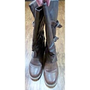 Muk Luk Faux Fur Women’s Size 9 Brown Boots Calf High Chunky Heel